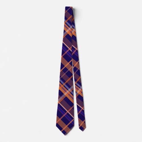 Blue and Orange Plaid Tie