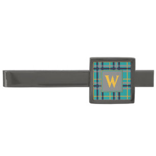 Blue and Orange Plaid Tie Bar