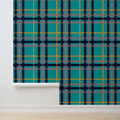 Blue and Orange Plaid Wallpaper