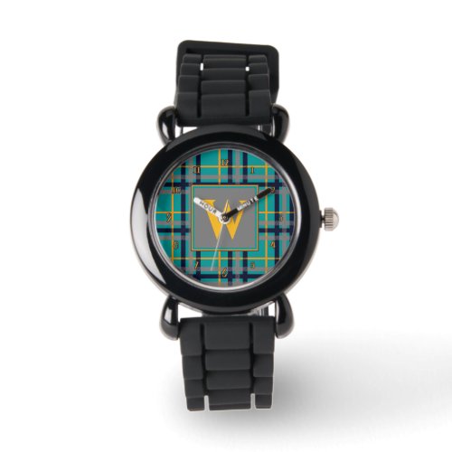 Blue and Orange Plaid Watch