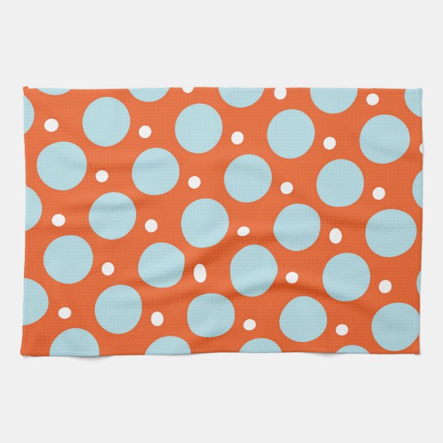 Blue and Orange Polka Dots Pattern Gifts Towel (Horizontal)