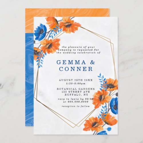 Blue and Orange Poppy Geometric Wedding