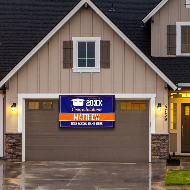 Blue and Orange School Colors Graduation Banner (Creator Uploaded)