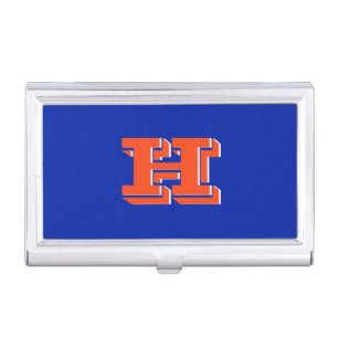 Blue and Orange School Graduate Monogram Business Card Case