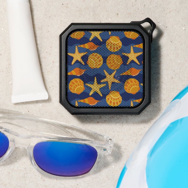 Blue And Orange Seashell Pattern Bluetooth Speaker (Insitu(Beach))