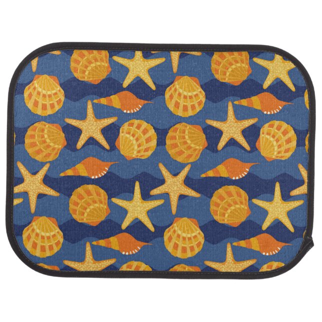 Blue And Orange Seashell Pattern Car Mat (Rear)