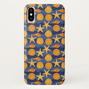 Blue And Orange Seashell Pattern iPhone X Case