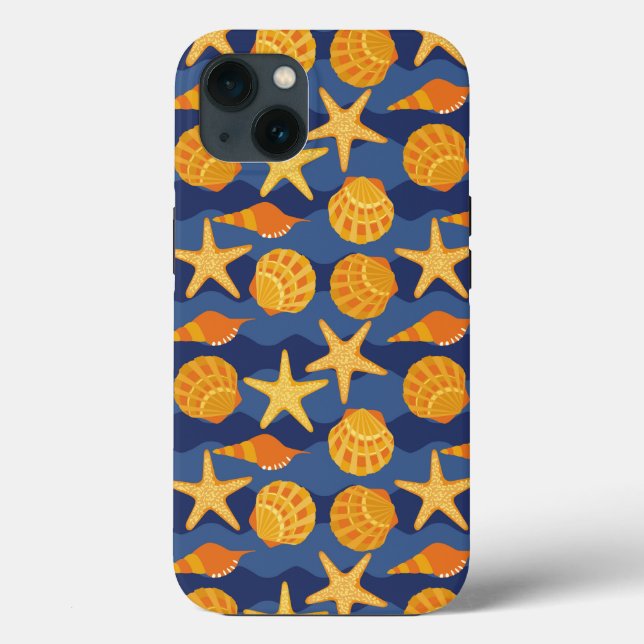 Blue And Orange Seashell Pattern Case-Mate iPhone Case (Back)