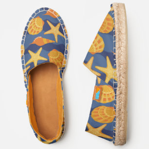 Blue And Orange Seashell Pattern Espadrilles