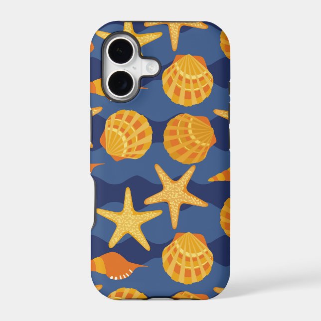Blue And Orange Seashell Pattern Iphone Case (Back)