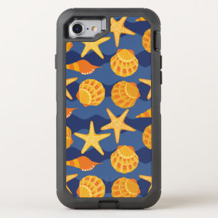 Blue And Orange Seashell Pattern OtterBox Defender iPhone SE/8/7 Case