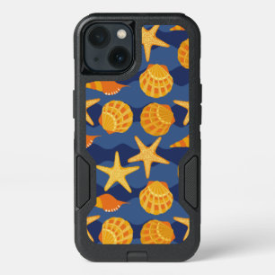Blue And Orange Seashell Pattern iPhone 13 Case
