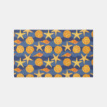 Blue And Orange Seashell Pattern Rug