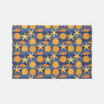 Blue And Orange Seashell Pattern Rug