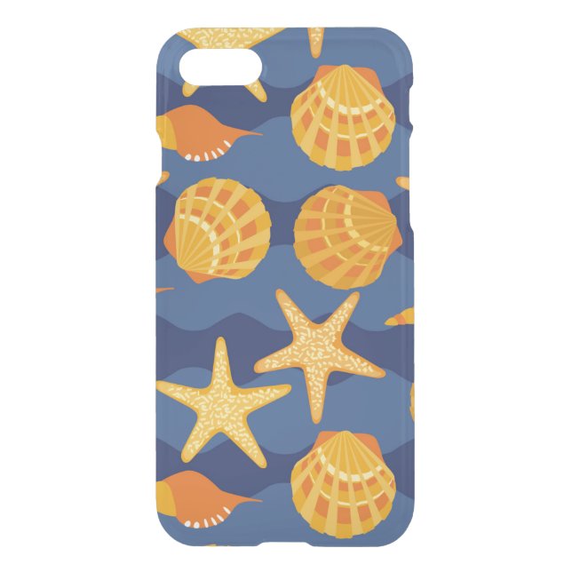 Blue And Orange Seashell Pattern Uncommon iPhone Case (Back)
