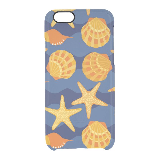 Blue And Orange Seashell Pattern Uncommon iPhone Case (Back)