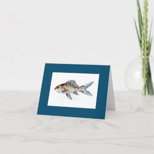 Blue and Orange Shubunkin Goldfish Fine Art Card
