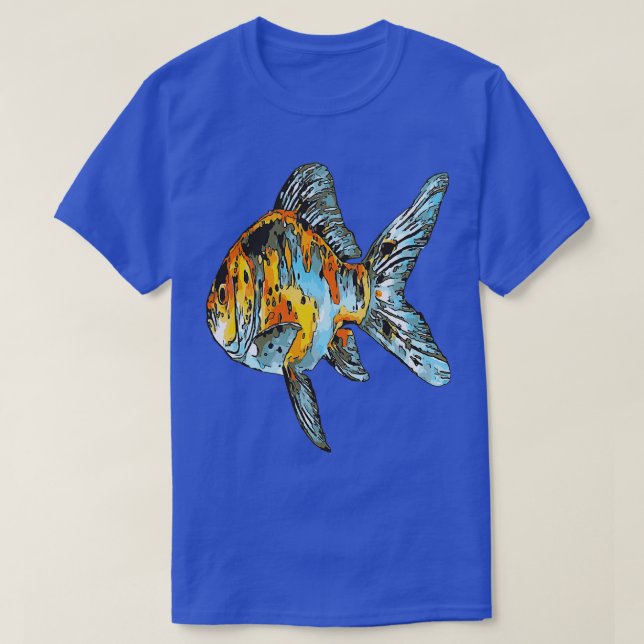 Blue and Orange Shubunkin Goldfish Isolated T-Shirt (Design Front)