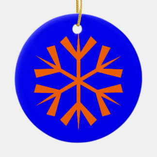 Blue and Orange Snowflake Ceramic Ornament