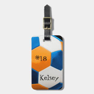 Blue and Orange Soccer Bag Tag