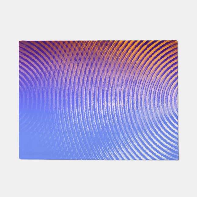 Blue and orange sound waves pattern doormat (Front)