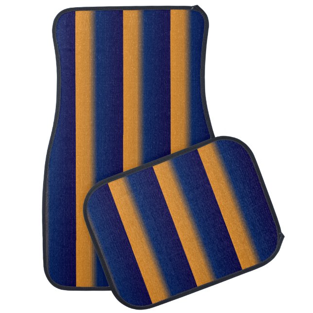 Blue and Orange Stripe  Car Floor Mat (Set)