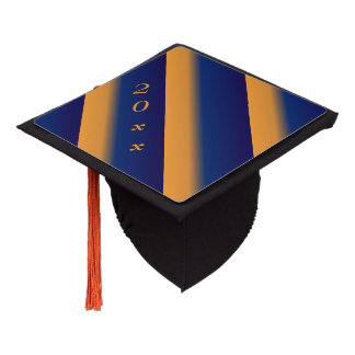 Blue and Orange Stripe  Graduation Cap Topper