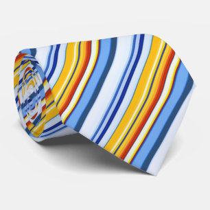 Blue and Orange Stripe Neck Tie