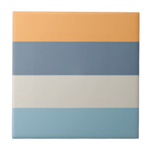 Blue and Orange Striped Ceramic Tile