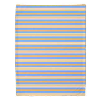 Blue and Orange Striped Duvet Cover