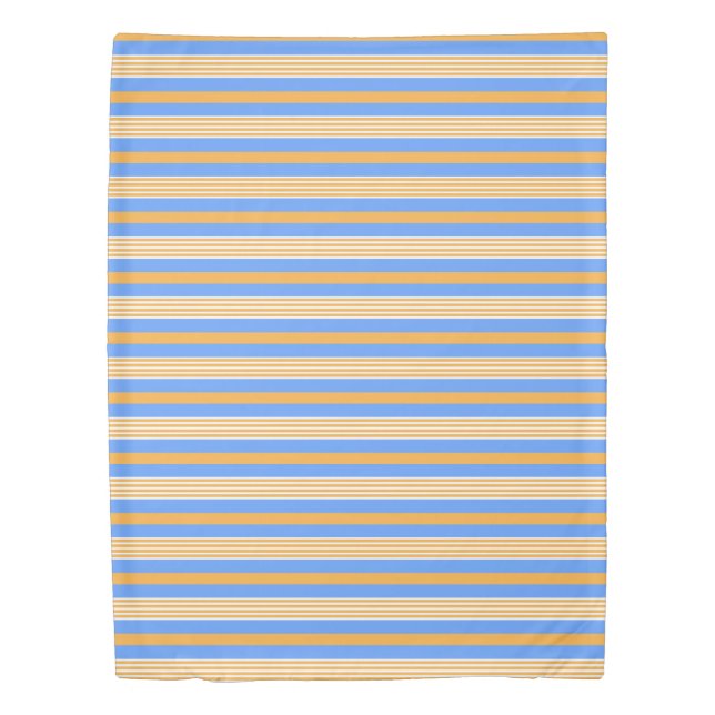 Blue and Orange Striped Duvet Cover (Front)