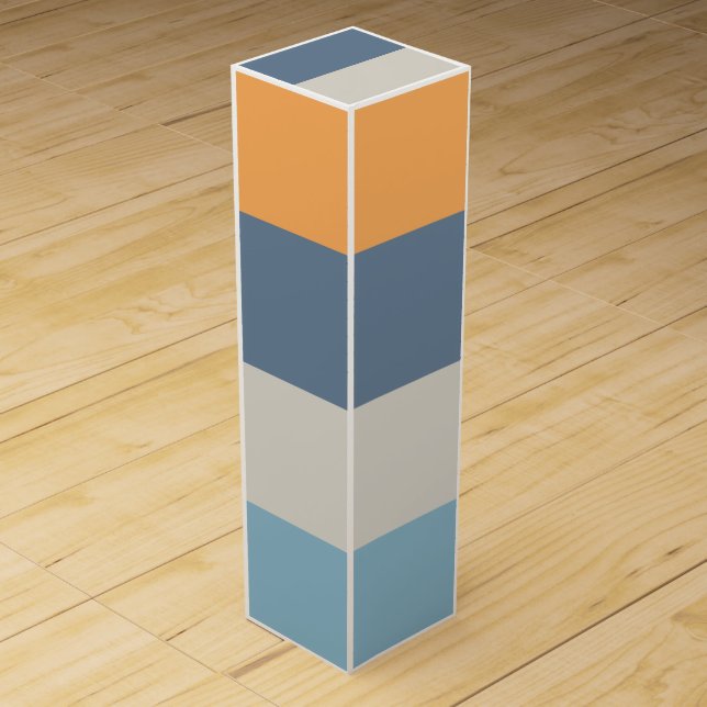 Blue And Orange Striped Wine Box (Front)
