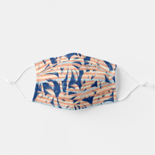 Blue and Orange Stripes and Palm Trees Tropical Adult Cloth Face Mask