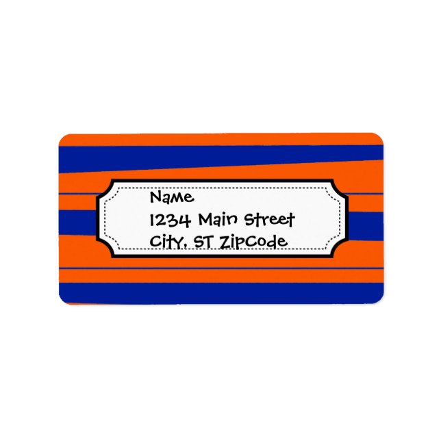 Blue and Orange Stripes Bold Gators Pattern Label (Front)