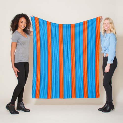 Blue and Orange Stripes Fleece Blanket