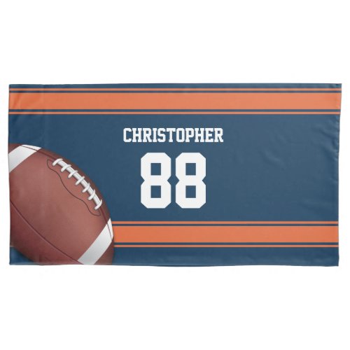 Blue and Orange Stripes Jersey Grid Iron Football Pillow Case