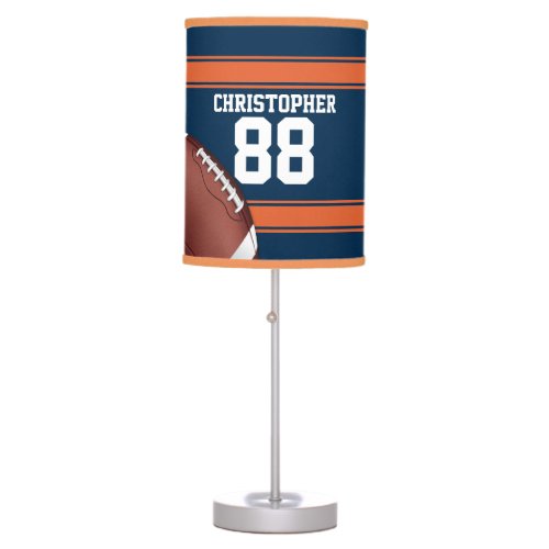 Blue and Orange Stripes Jersey Grid Iron Football Table Lamp