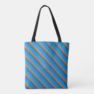 Blue and Orange Stripes Tote Bag