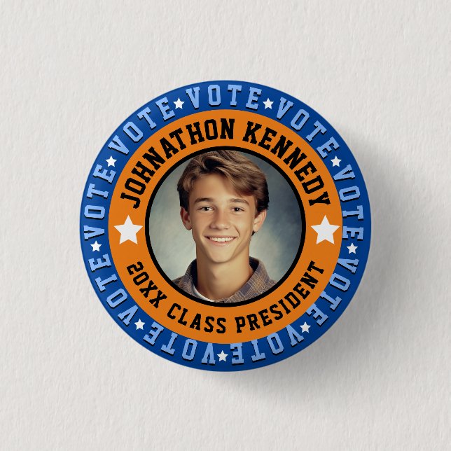 Blue and Orange Student Body Campaign Button (Front)