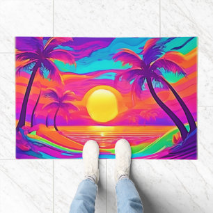 Blue and Orange Sunset Doormat
