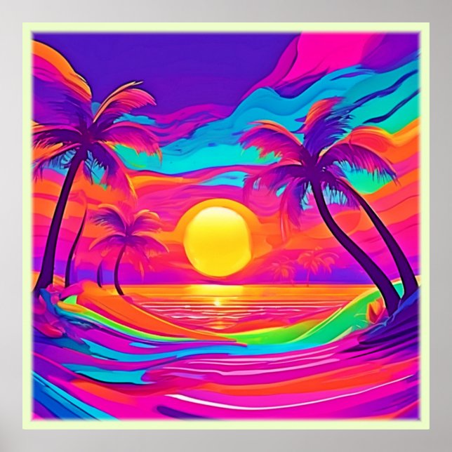 Blue and Orange Sunset Poster (Front)