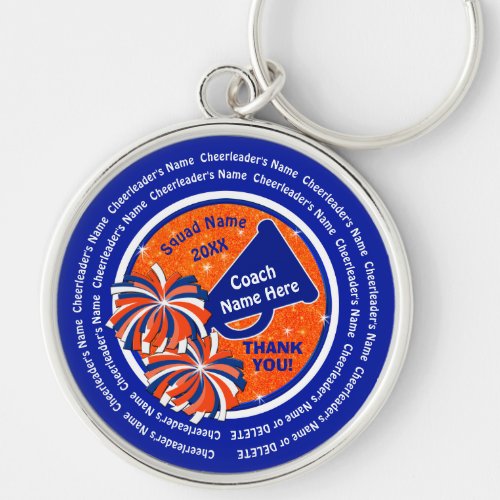 Blue and Orange Thank You Gift for Cheer Coach Keychain