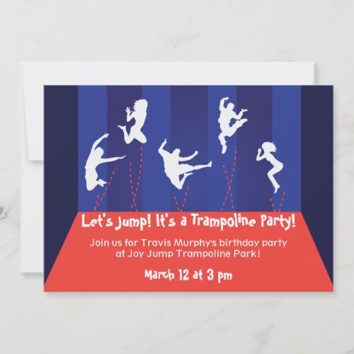 Blue and Orange Trampoline Party Invitation