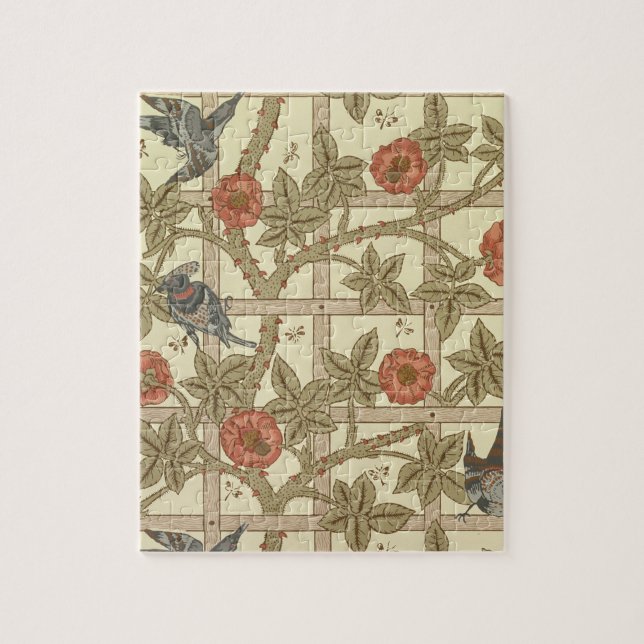 Blue and orange trellis wallpaper design, 1864 jigsaw puzzle (Vertical)