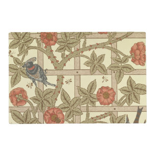 Blue and orange trellis wallpaper design, 1864 placemat