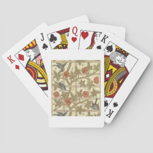 Blue and orange trellis wallpaper design, 1864 poker cards