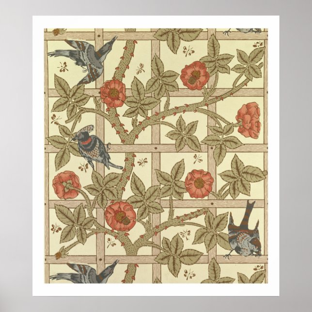 Blue and orange trellis wallpaper design, 1864 poster (Front)