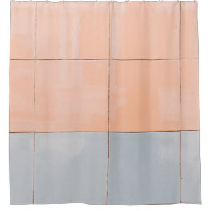 Blue and orange wall shower curtain