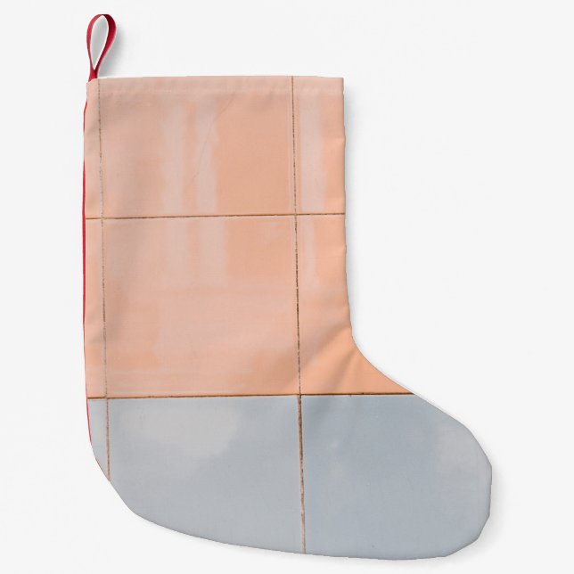 Blue and orange wall small christmas stocking (Front)