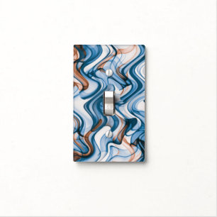 Blue and Orange Wavy Curvy Lined Pattern Light Switch Cover